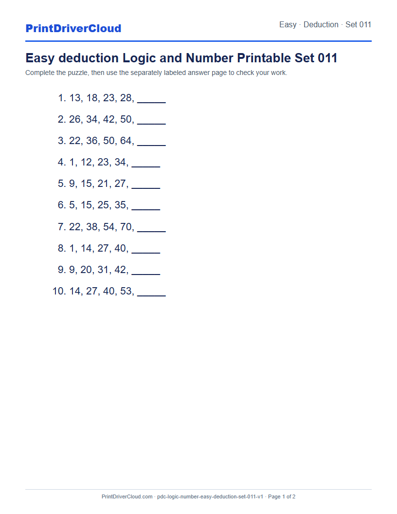 Preview of Easy deduction Logic and Number Printable Set 011