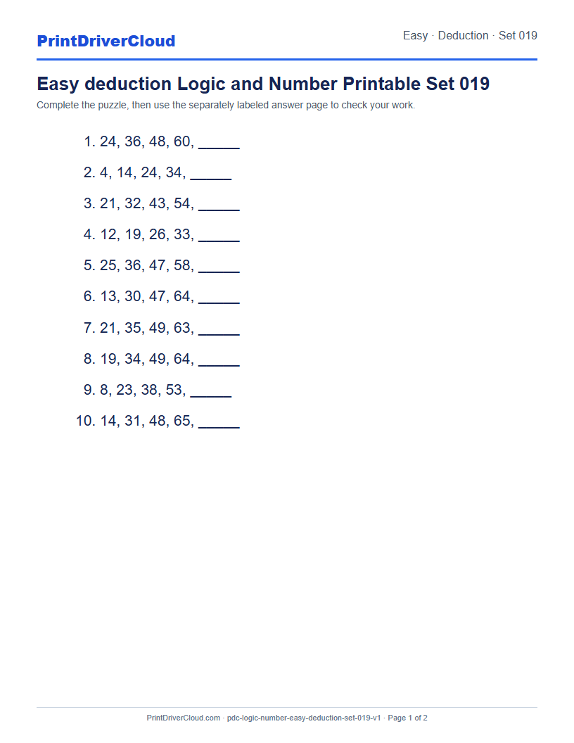 Preview of Easy deduction Logic and Number Printable Set 019