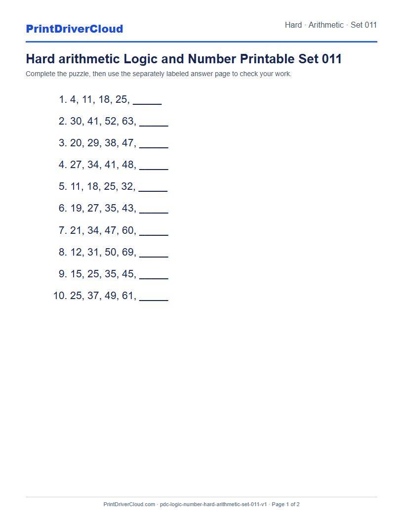Preview of Hard arithmetic Logic and Number Printable Set 011