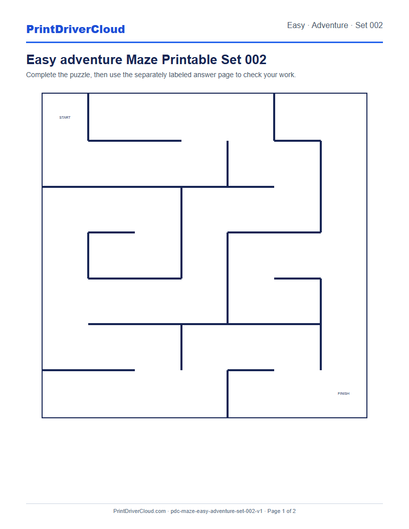 Preview of Easy adventure Maze Printable Set 002