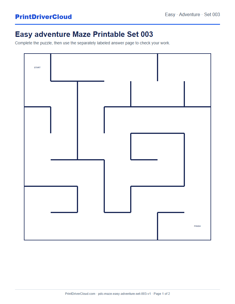 Preview of Easy adventure Maze Printable Set 003