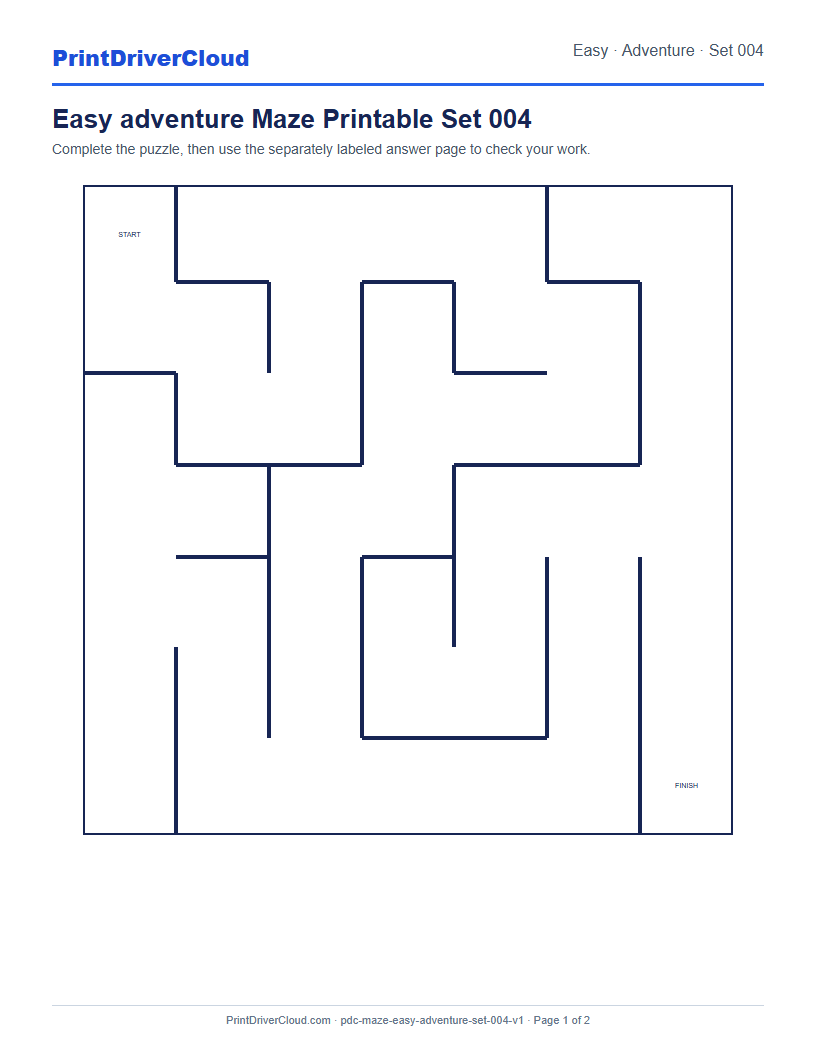 Preview of Easy adventure Maze Printable Set 004