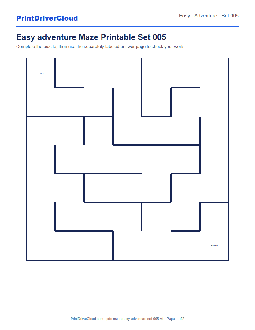 Preview of Easy adventure Maze Printable Set 005