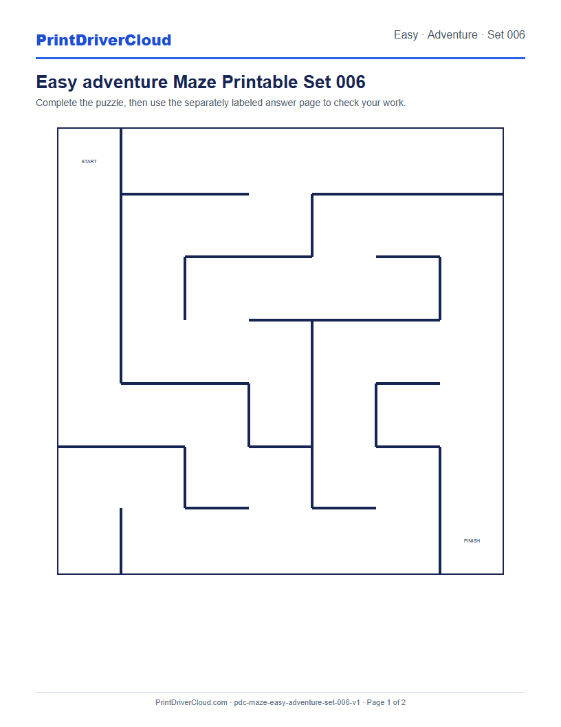 Preview of Easy adventure Maze Printable Set 006