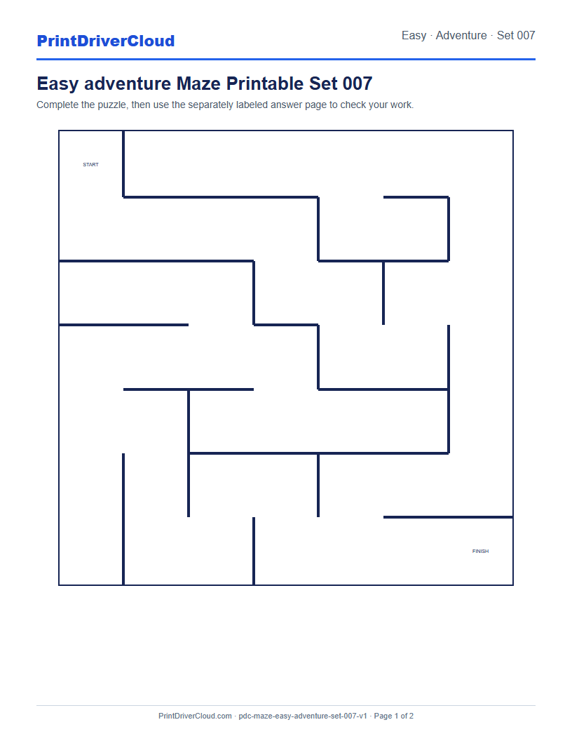 Preview of Easy adventure Maze Printable Set 007