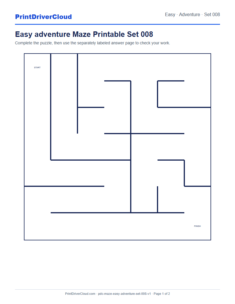 Preview of Easy adventure Maze Printable Set 008