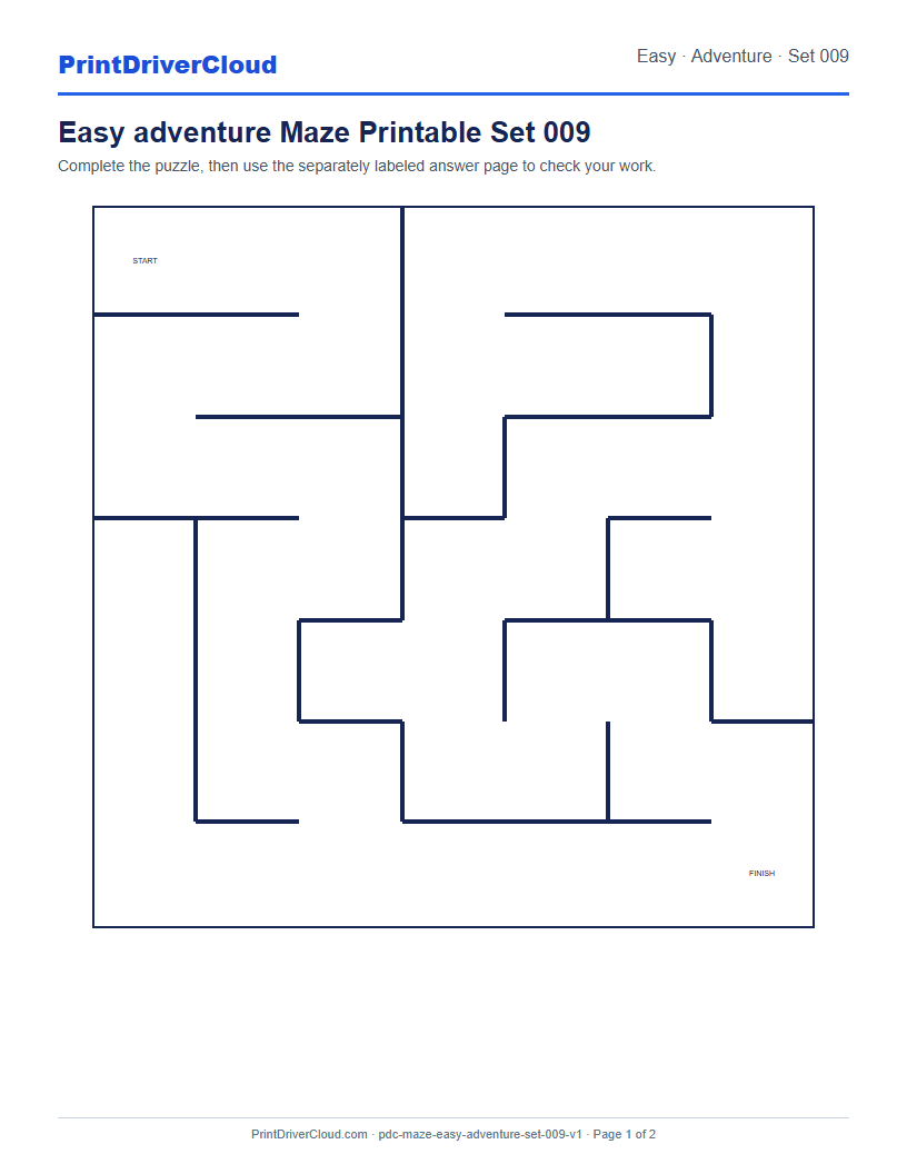 Preview of Easy adventure Maze Printable Set 009
