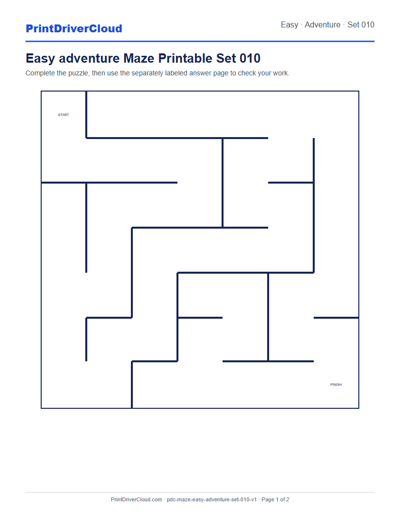 Preview of Easy adventure Maze Printable Set 010