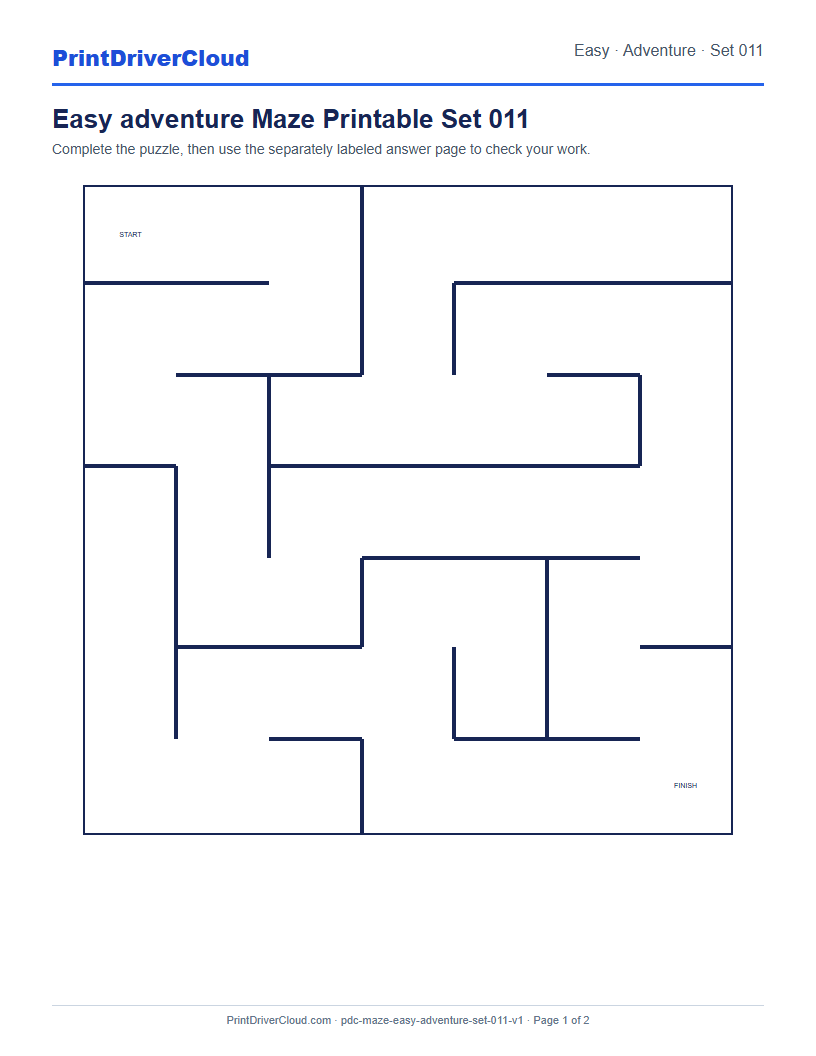 Preview of Easy adventure Maze Printable Set 011