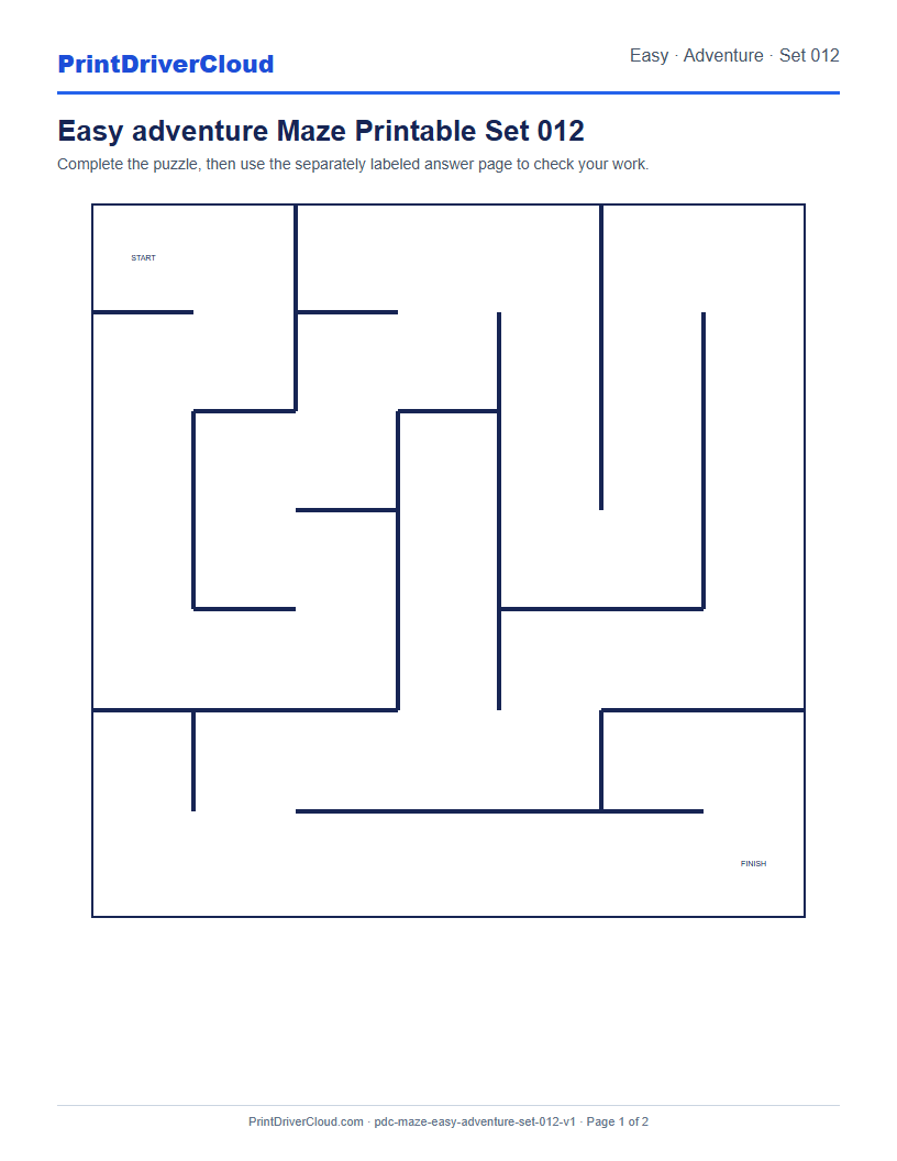 Preview of Easy adventure Maze Printable Set 012