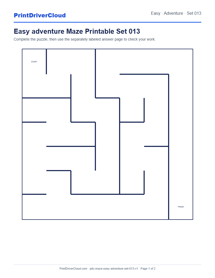 Preview of Easy adventure Maze Printable Set 013