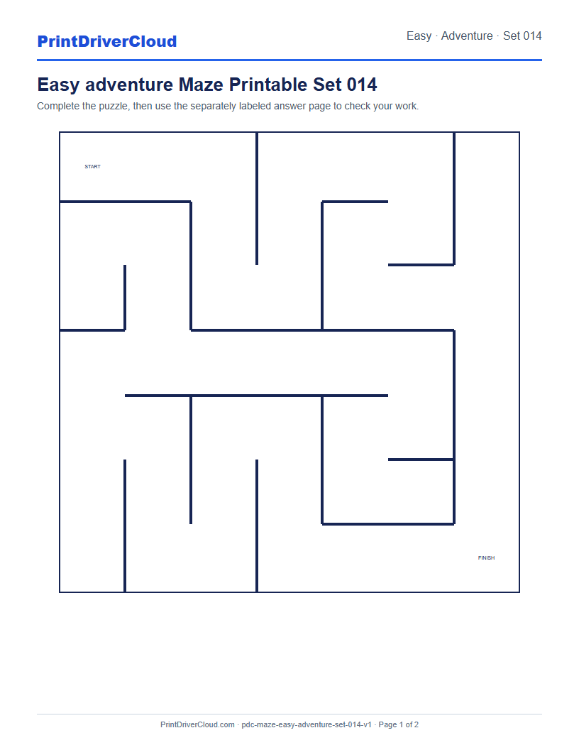 Preview of Easy adventure Maze Printable Set 014