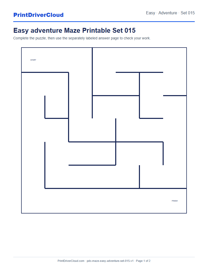 Preview of Easy adventure Maze Printable Set 015