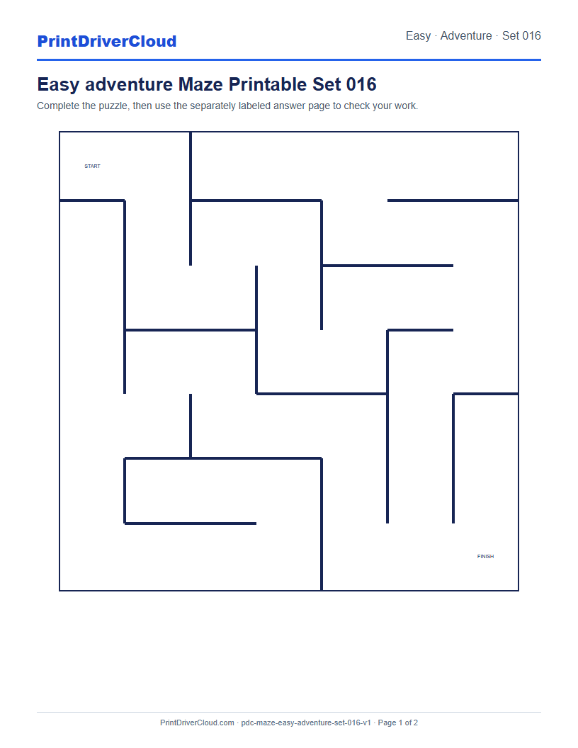 Preview of Easy adventure Maze Printable Set 016