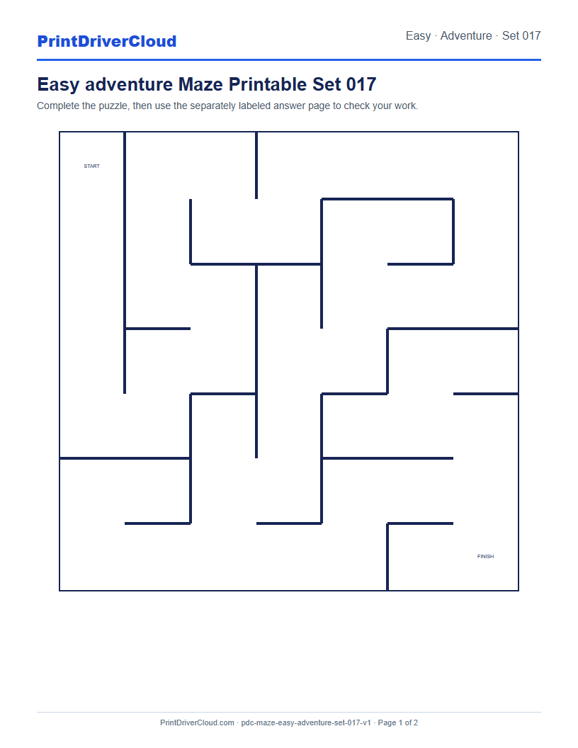 Preview of Easy adventure Maze Printable Set 017
