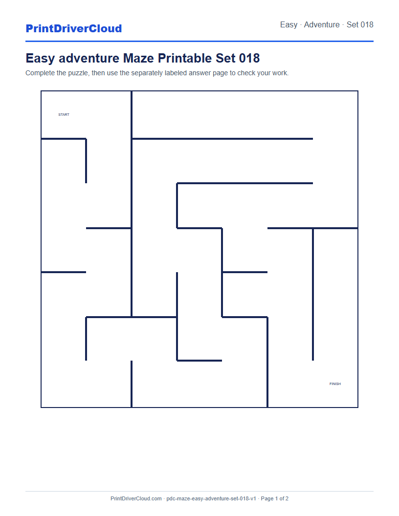 Preview of Easy adventure Maze Printable Set 018