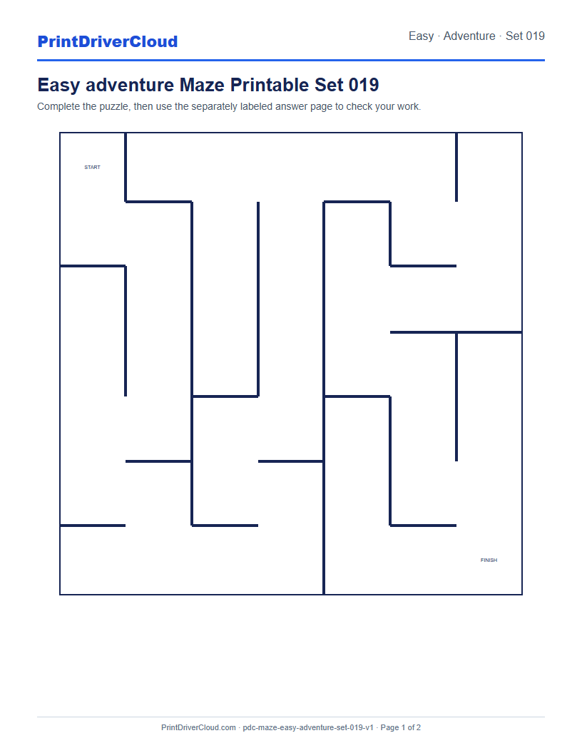 Preview of Easy adventure Maze Printable Set 019