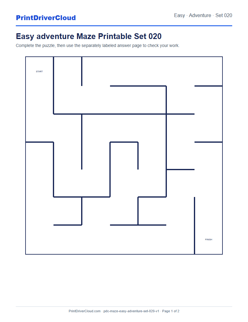 Preview of Easy adventure Maze Printable Set 020