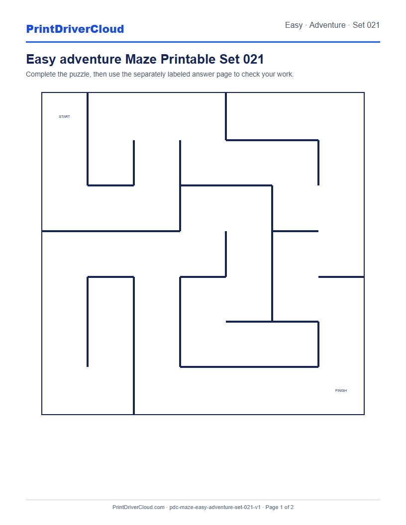 Preview of Easy adventure Maze Printable Set 021