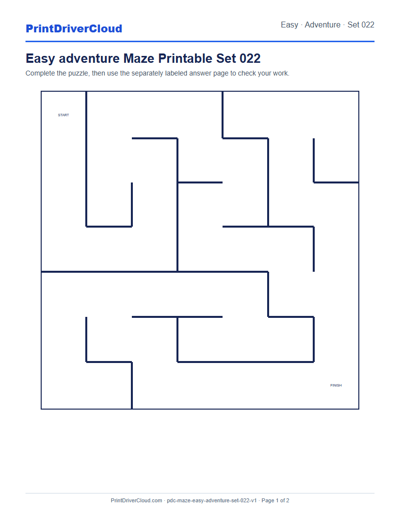 Preview of Easy adventure Maze Printable Set 022
