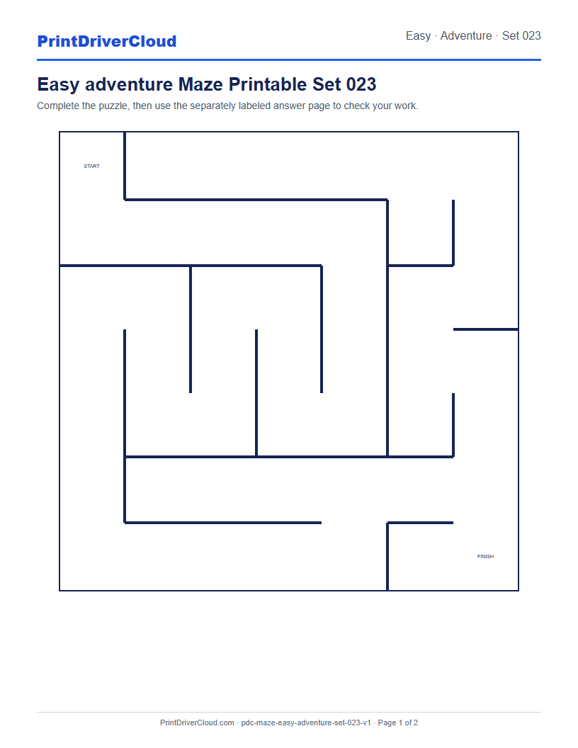 Preview of Easy adventure Maze Printable Set 023