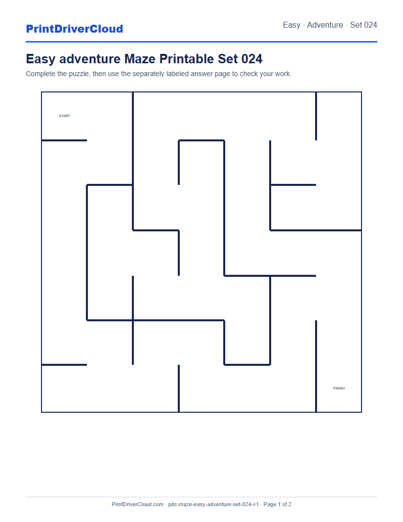 Preview of Easy adventure Maze Printable Set 024