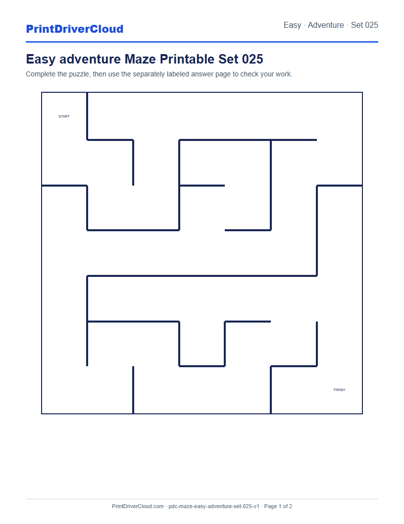 Preview of Easy adventure Maze Printable Set 025