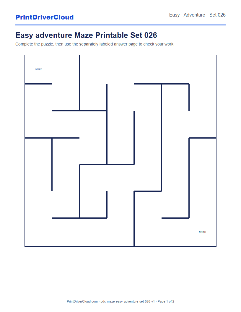 Preview of Easy adventure Maze Printable Set 026