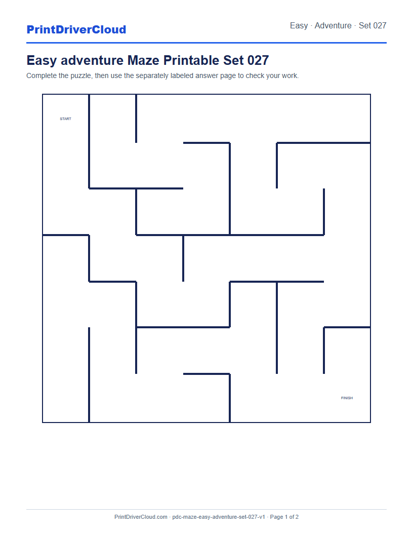Preview of Easy adventure Maze Printable Set 027