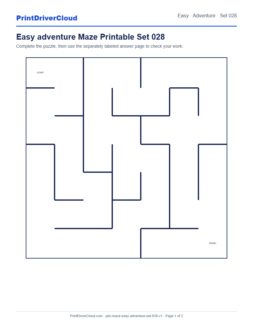 Preview of Easy adventure Maze Printable Set 028