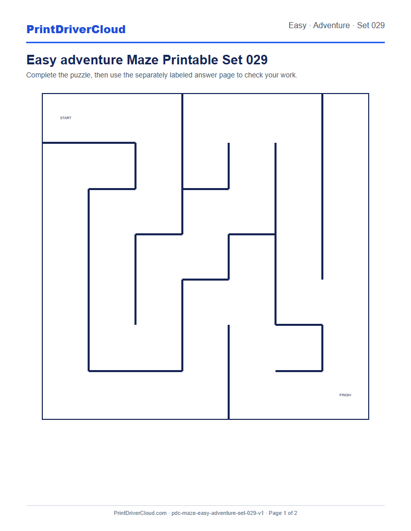 Preview of Easy adventure Maze Printable Set 029
