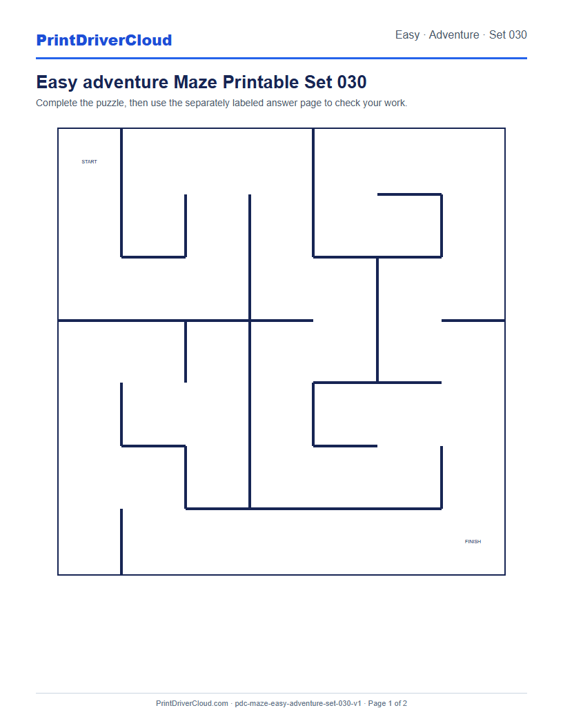 Preview of Easy adventure Maze Printable Set 030