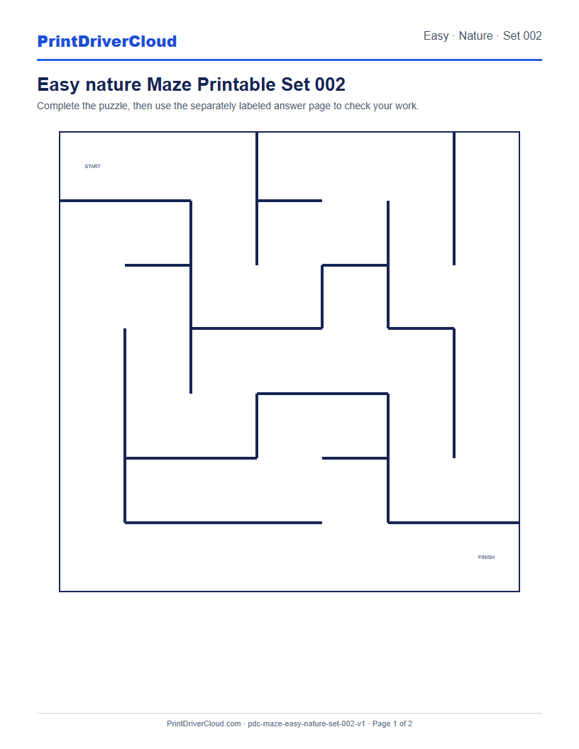 Preview of Easy nature Maze Printable Set 002