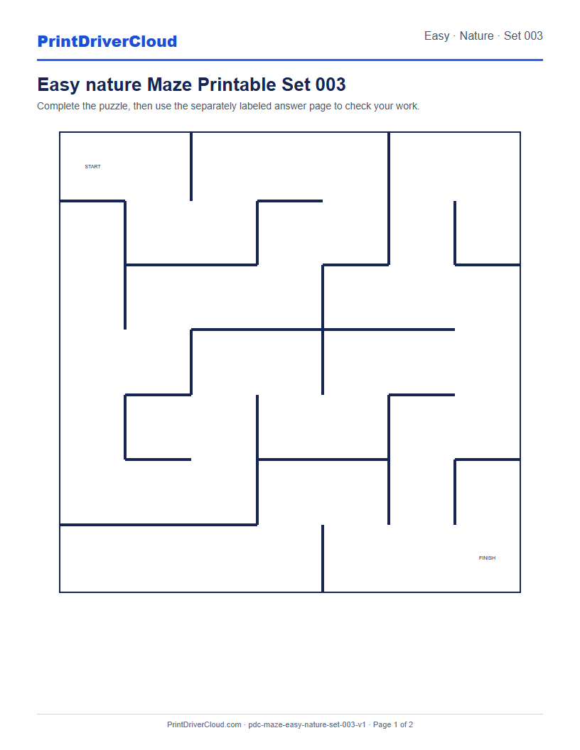 Preview of Easy nature Maze Printable Set 003