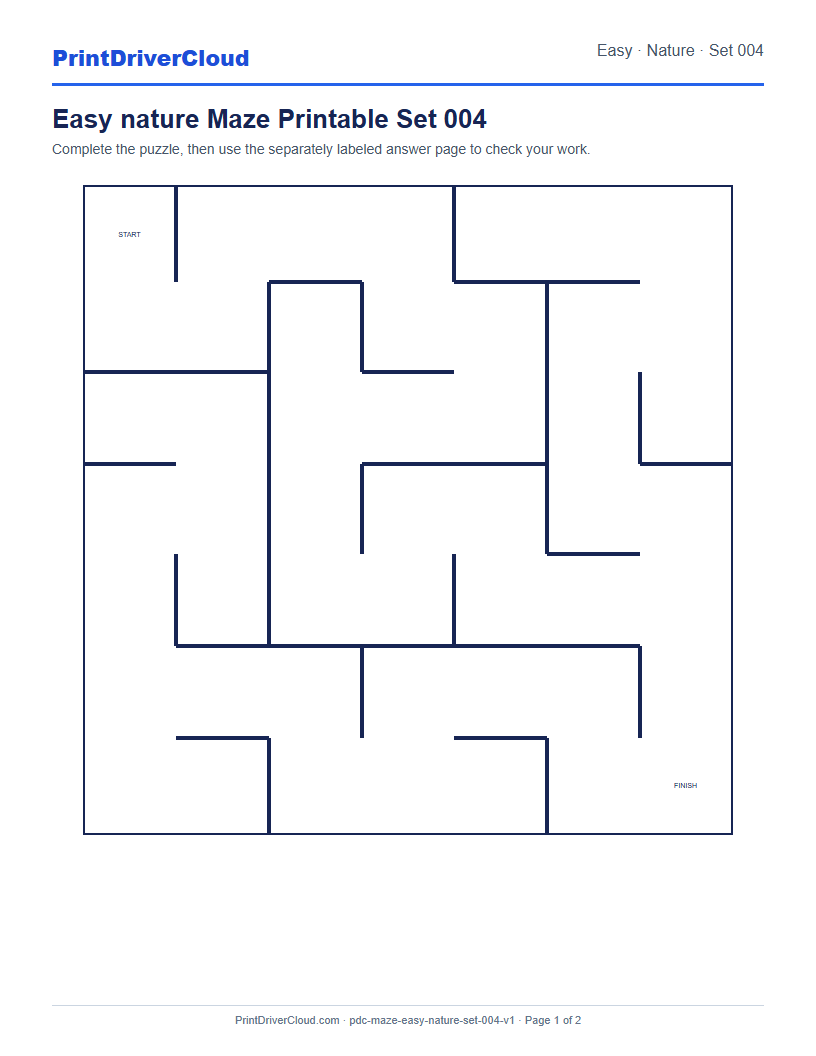 Preview of Easy nature Maze Printable Set 004
