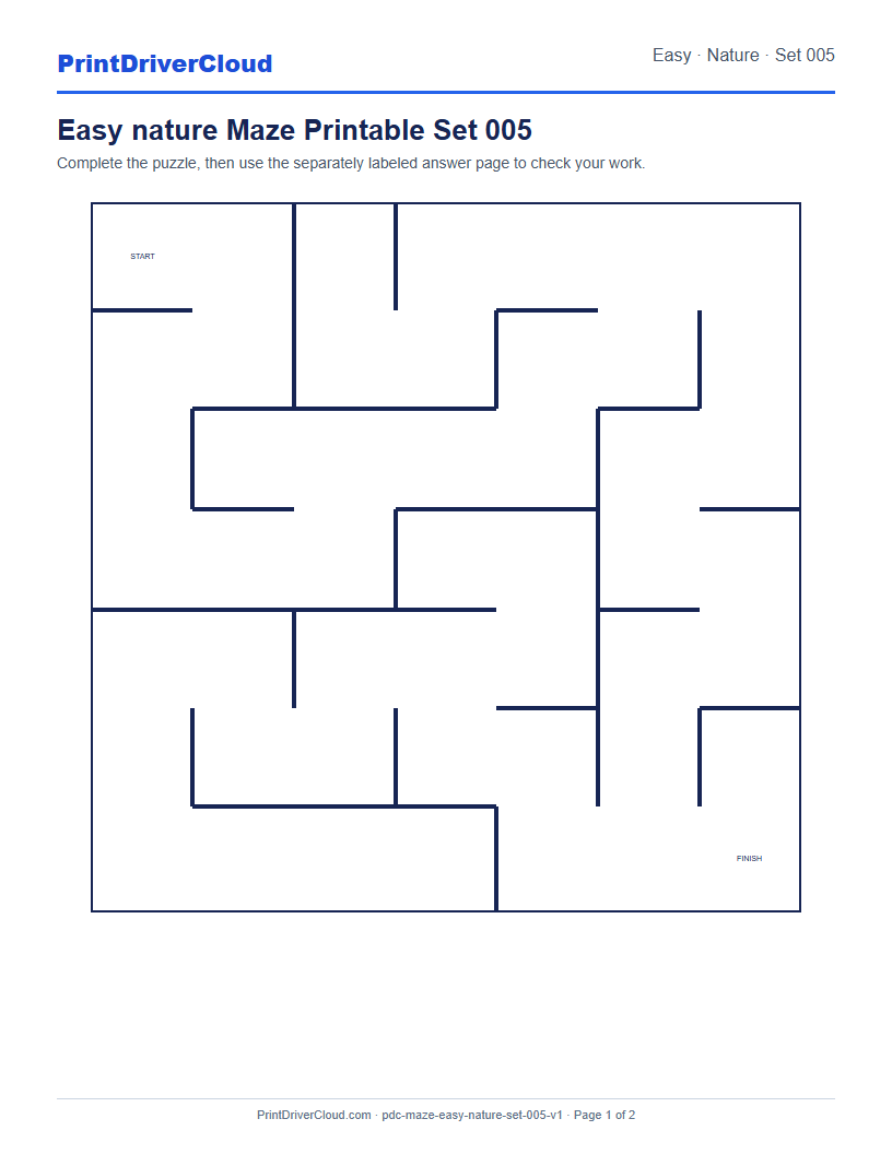 Preview of Easy nature Maze Printable Set 005