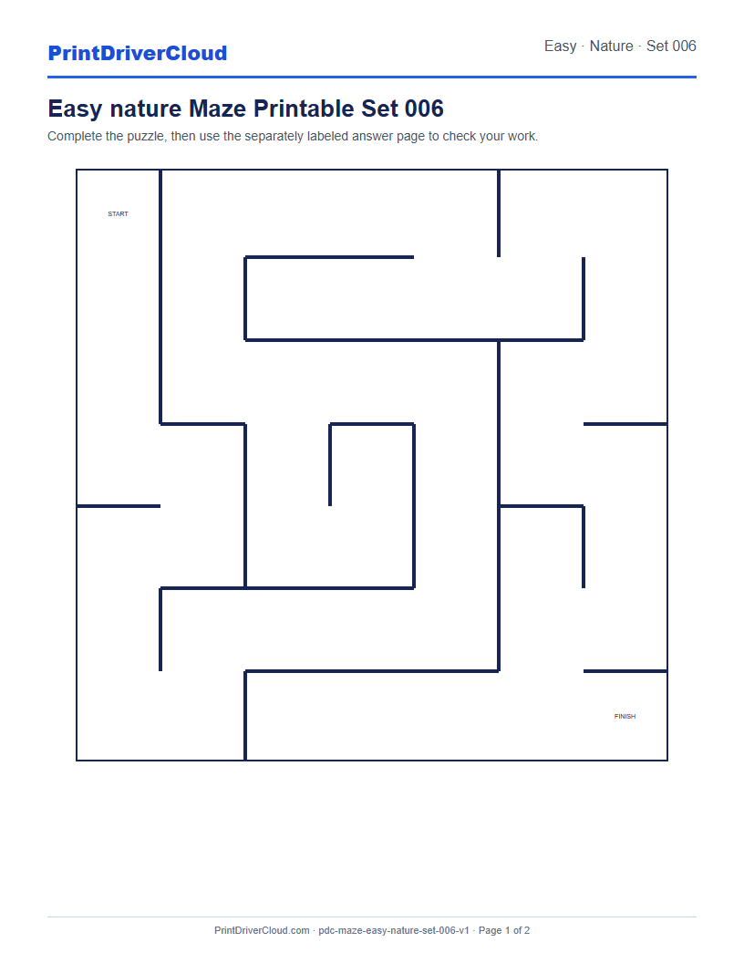 Preview of Easy nature Maze Printable Set 006