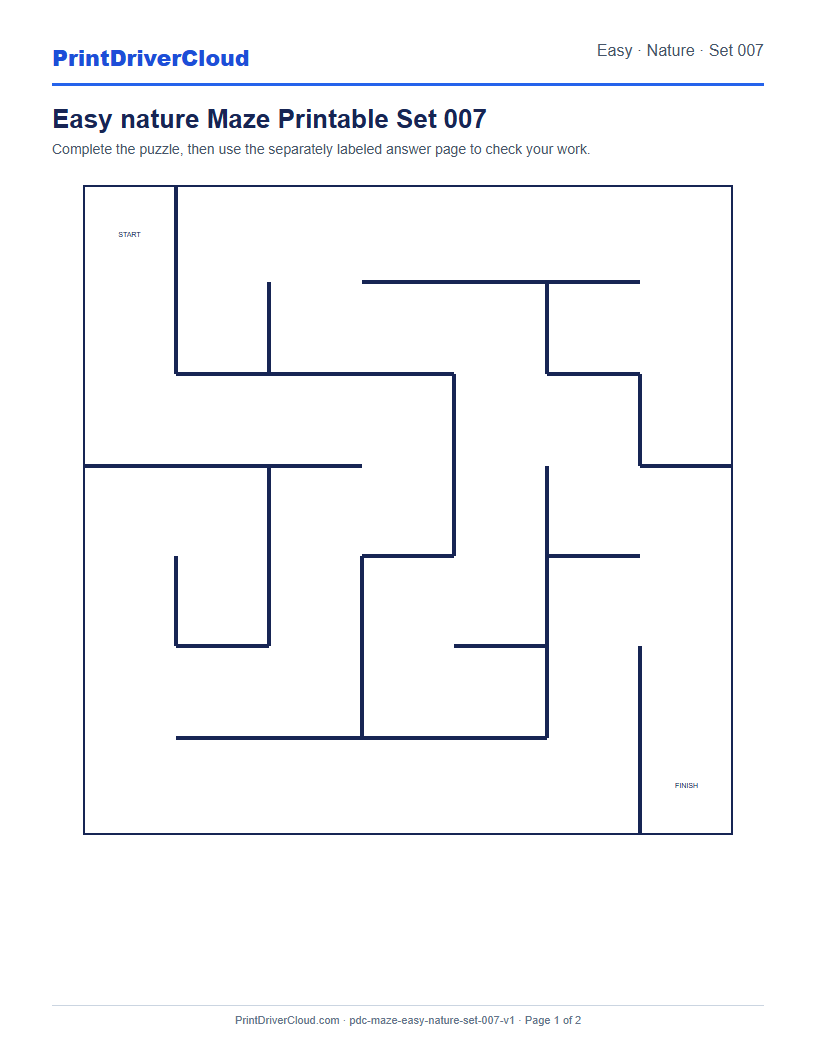Preview of Easy nature Maze Printable Set 007