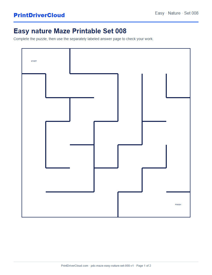 Preview of Easy nature Maze Printable Set 008
