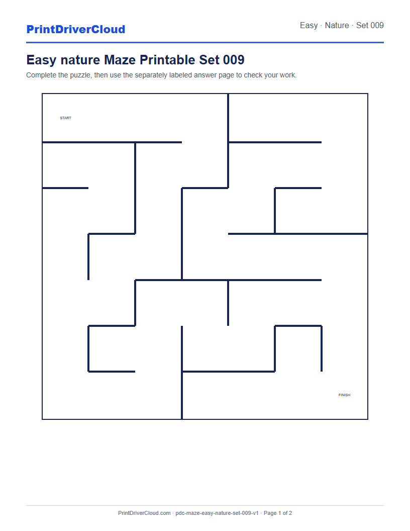 Preview of Easy nature Maze Printable Set 009
