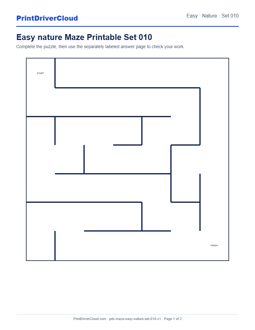 Preview of Easy nature Maze Printable Set 010