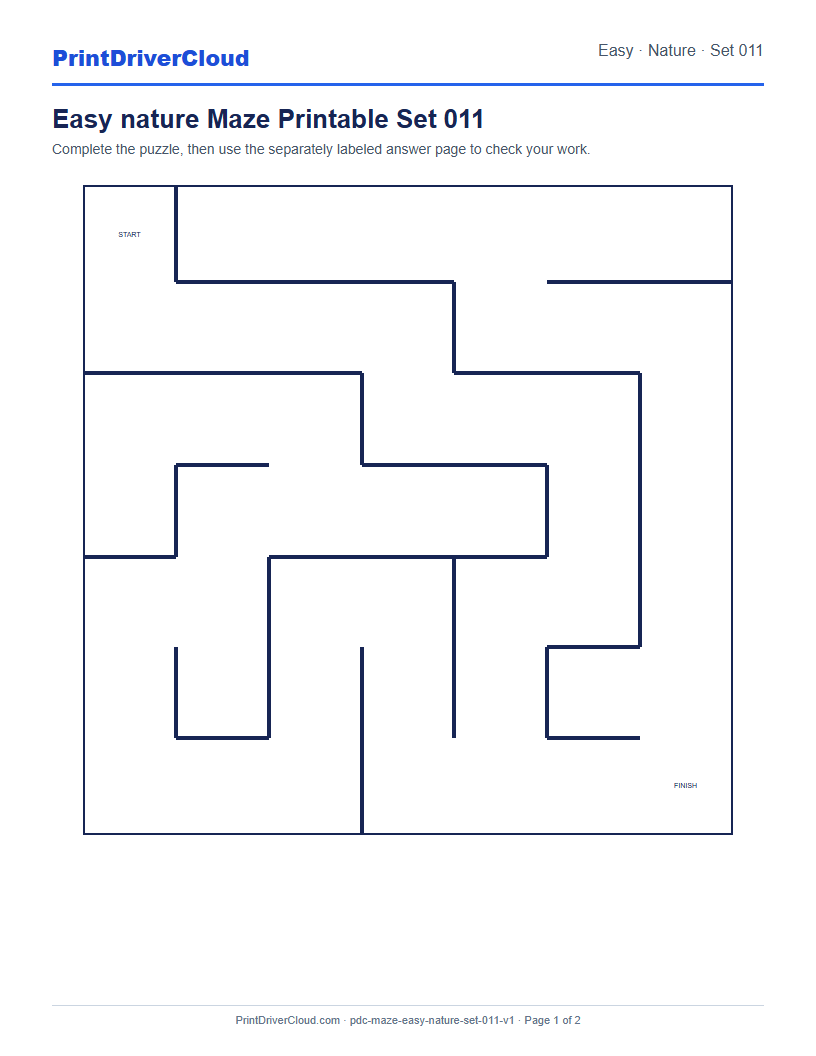 Preview of Easy nature Maze Printable Set 011