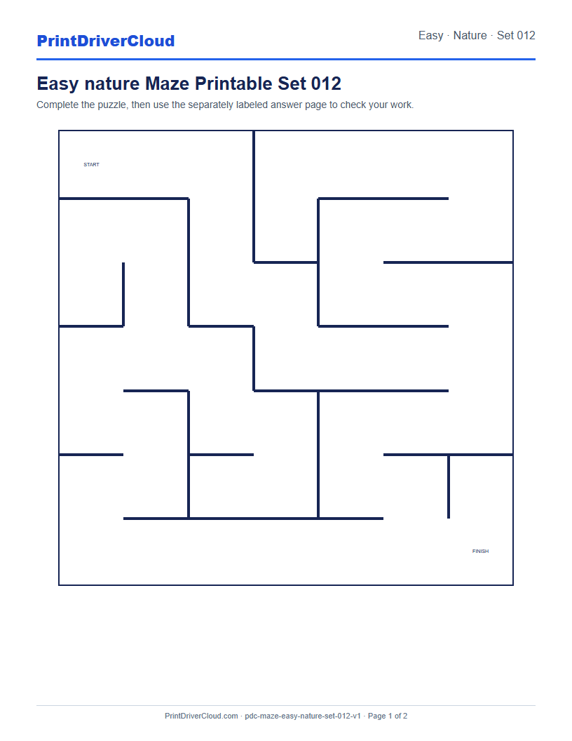 Preview of Easy nature Maze Printable Set 012
