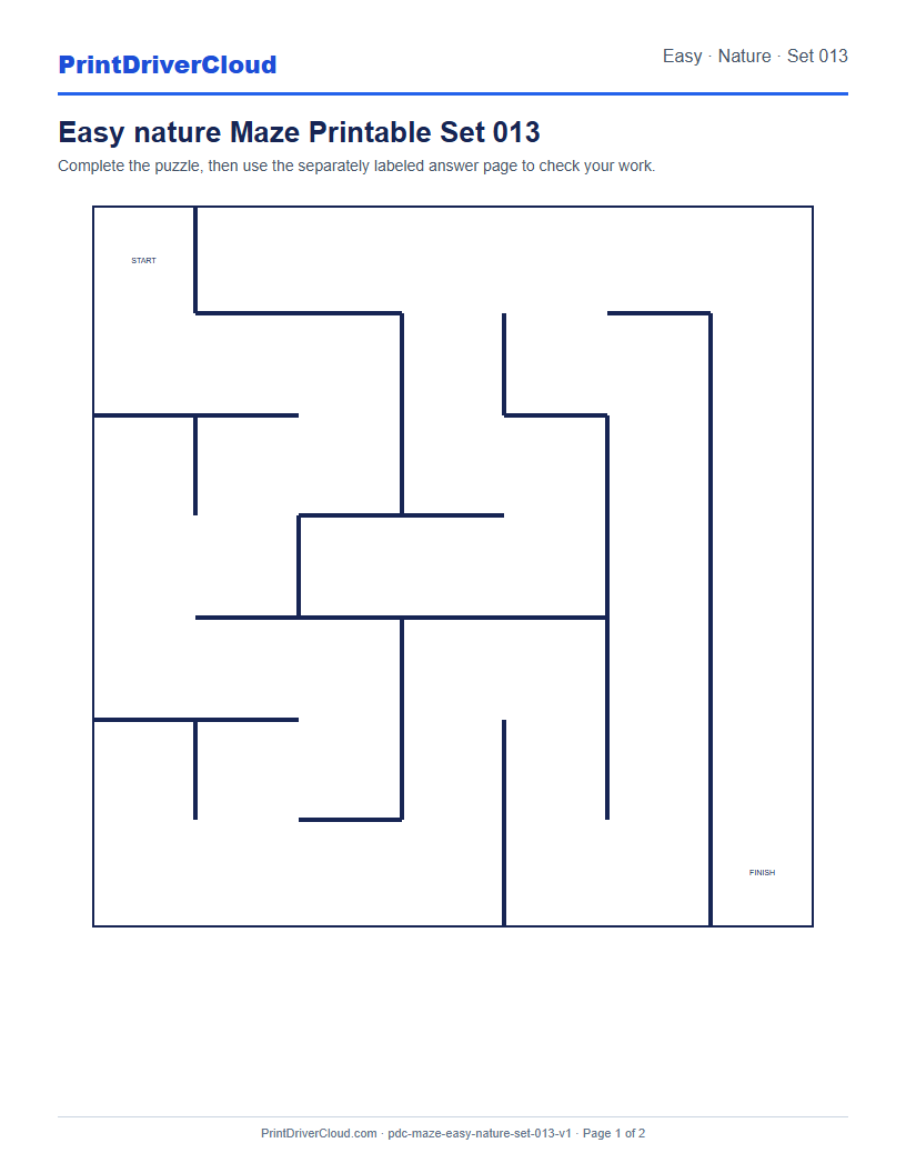 Preview of Easy nature Maze Printable Set 013