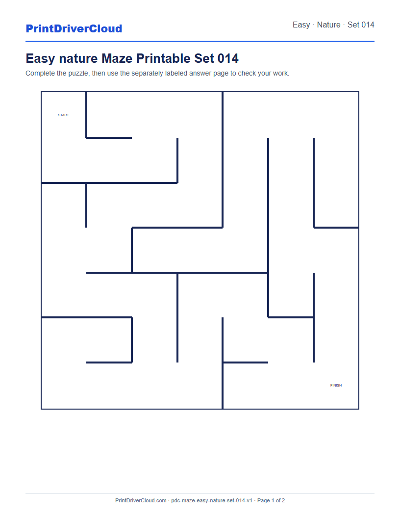 Preview of Easy nature Maze Printable Set 014