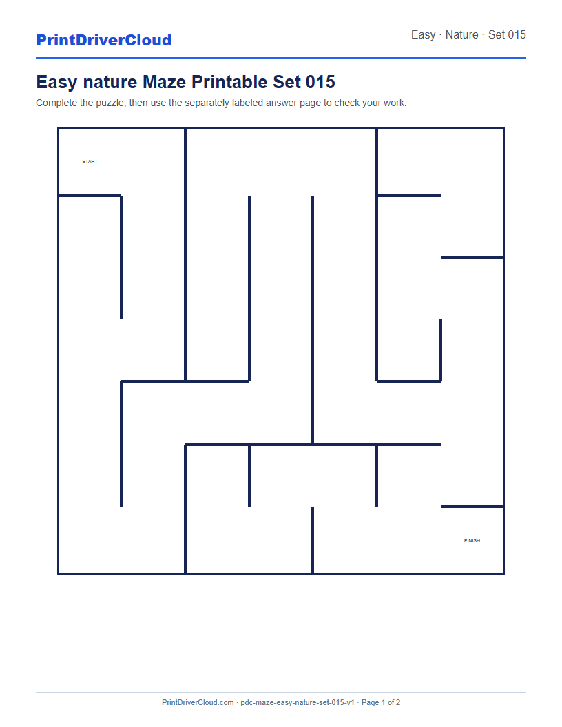 Preview of Easy nature Maze Printable Set 015