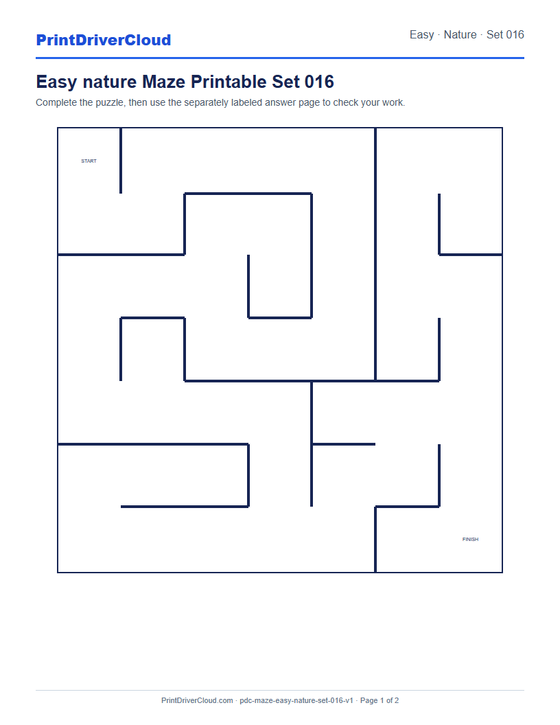 Preview of Easy nature Maze Printable Set 016