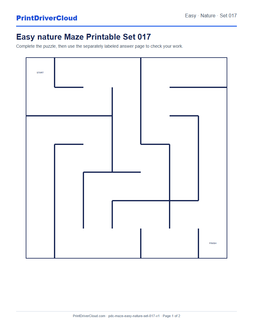 Preview of Easy nature Maze Printable Set 017