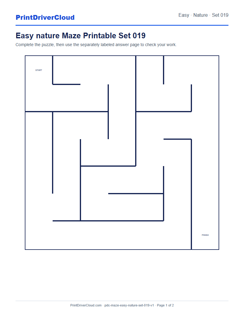 Preview of Easy nature Maze Printable Set 019