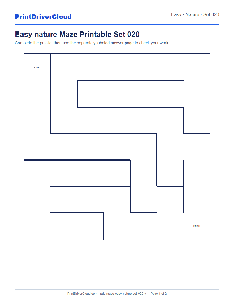 Preview of Easy nature Maze Printable Set 020